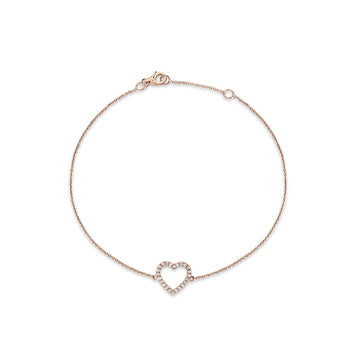 Diamond Heart Bracelet 14K Rose Gold 0.13ct Wholesale